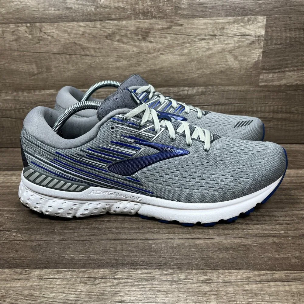 Brooks Adrenaline 19 Gray Blue Mens US Size 11.5 Wide 1102942E058 Running Shoes